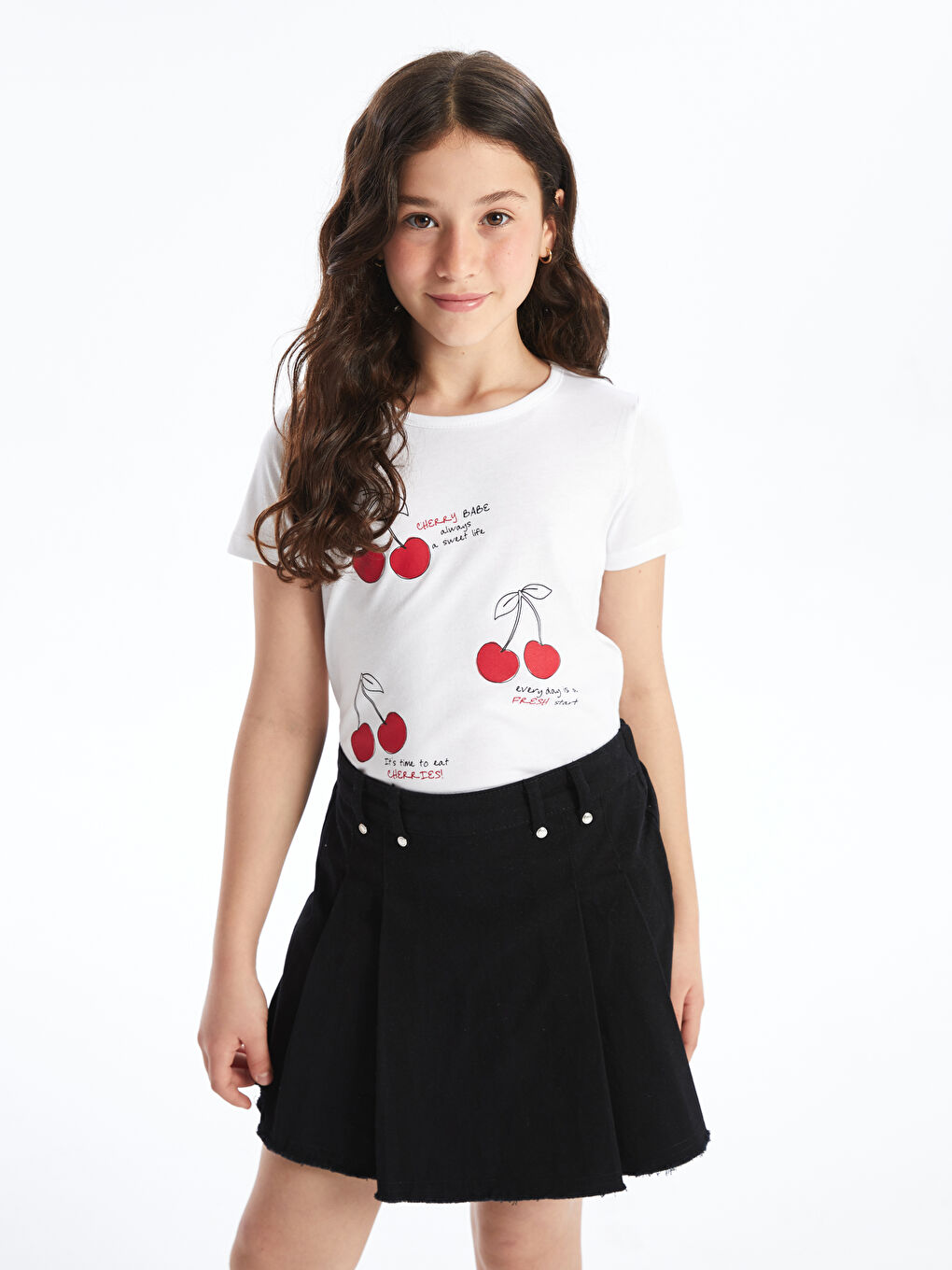 Crew Neck Printed Short Sleeve Girls' T-Shirt -S4MJ77Z4-Q6K