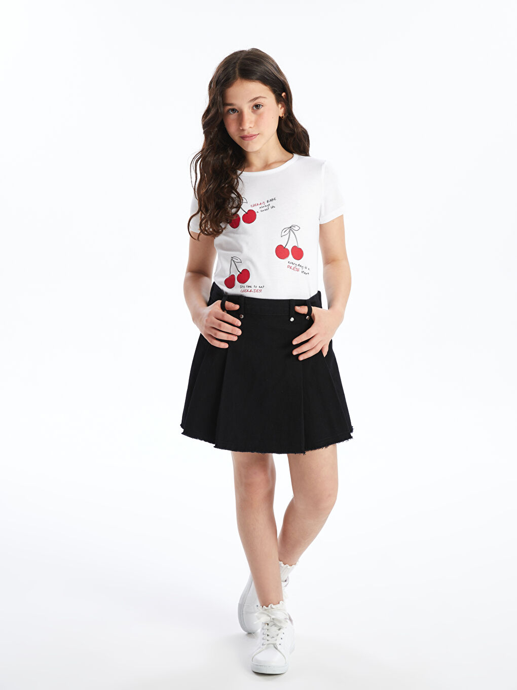Crew Neck Printed Short Sleeve Girls' T-Shirt -S4MJ77Z4-Q6K