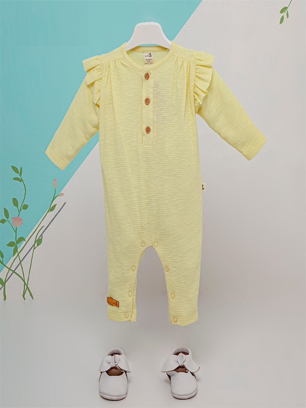 Sarı Bisiklet Yaka Kız Bebek Tulum