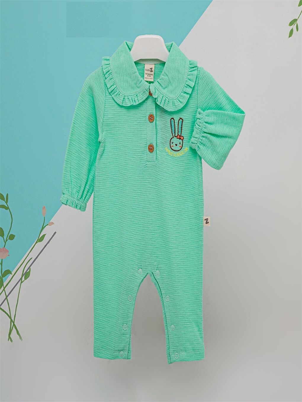 Yeşil Bebe Yaka Kız Bebek Tulum