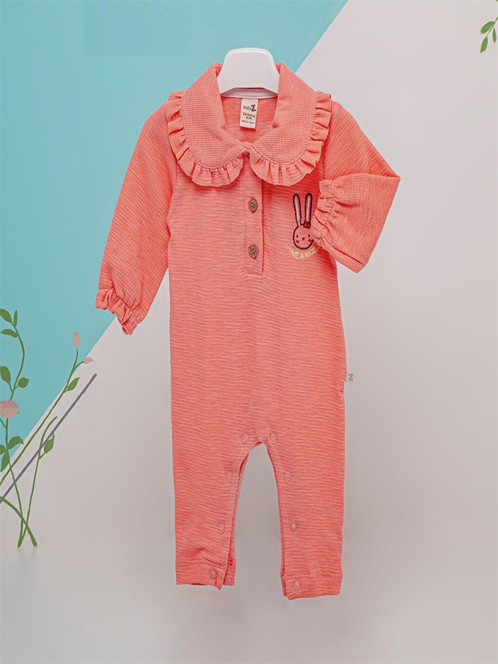 Kırmızı Bebe Yaka Kız Bebek Tulum