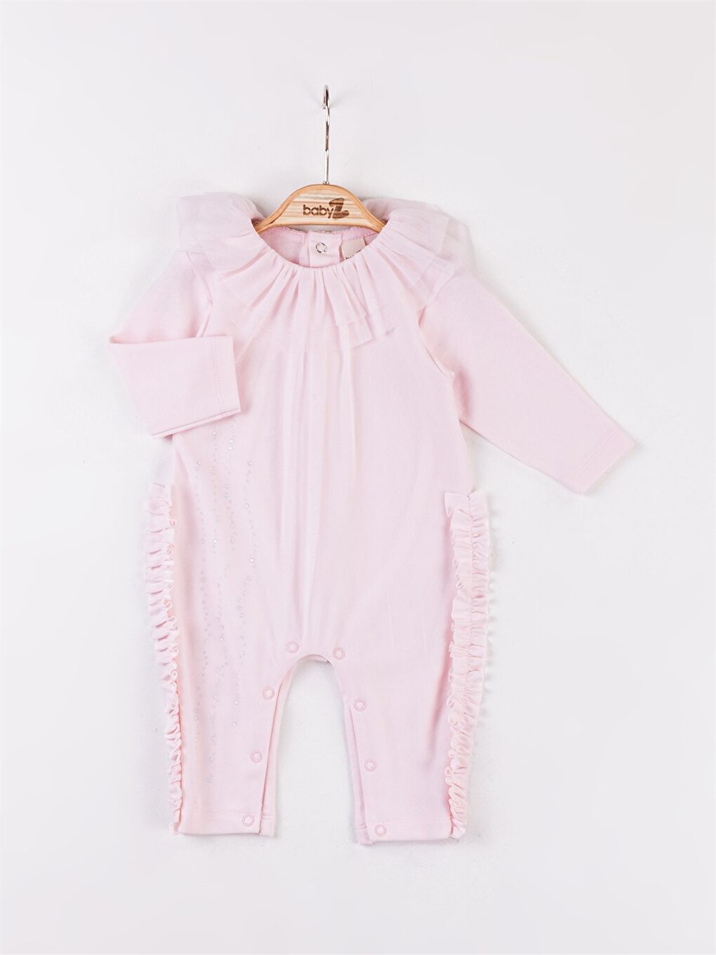 Pembe Bebe Yaka Kız Bebek Tulum