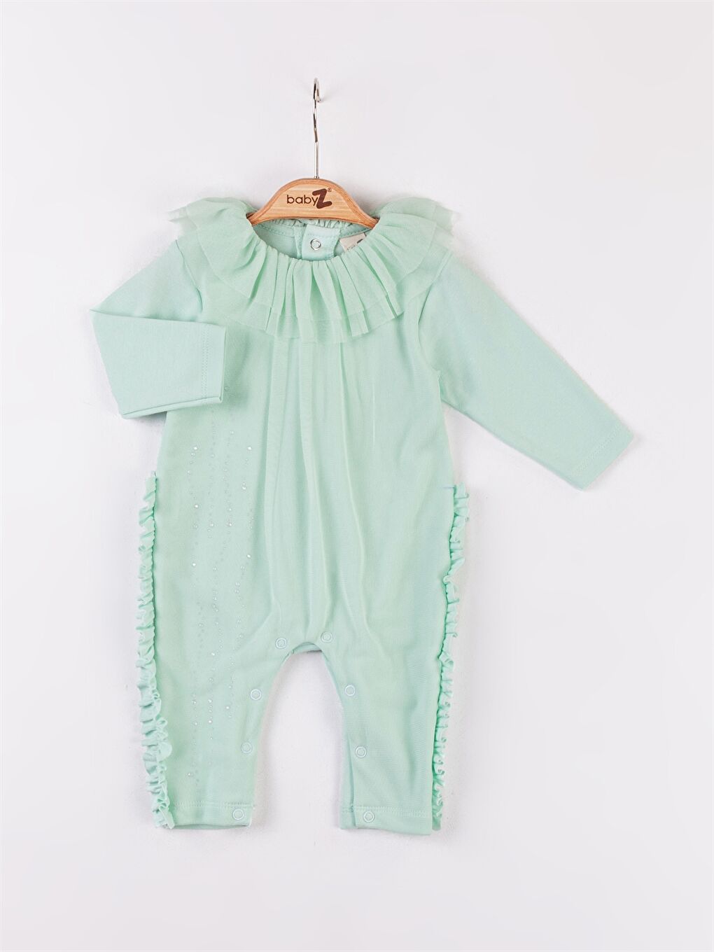 Yeşil Bebe Yaka Kız Bebek Tulum