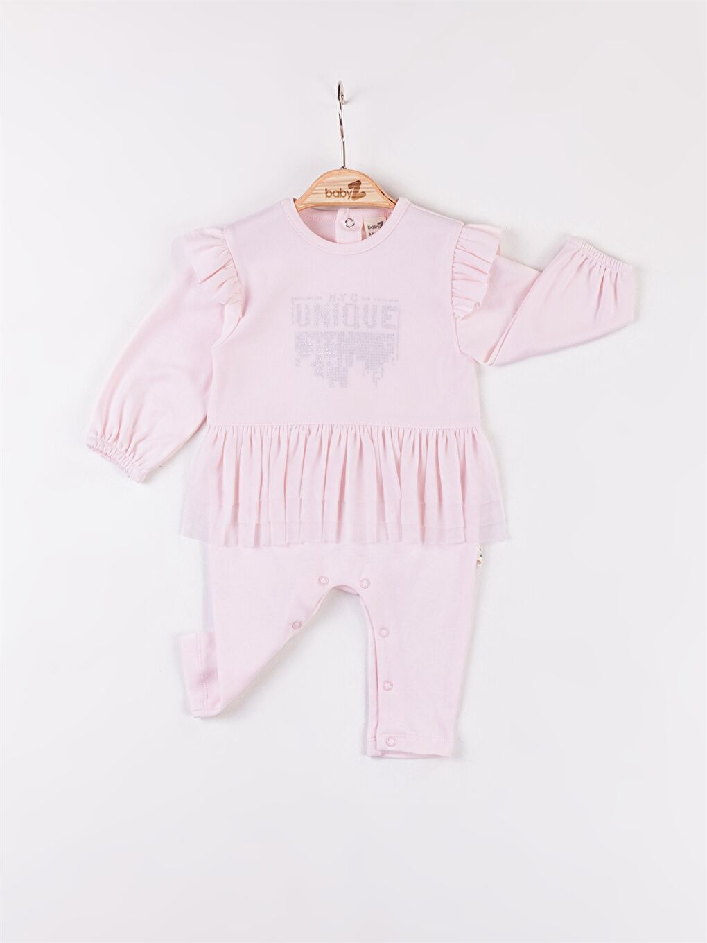 Pembe Bisiklet Yaka Kız Bebek Tulum