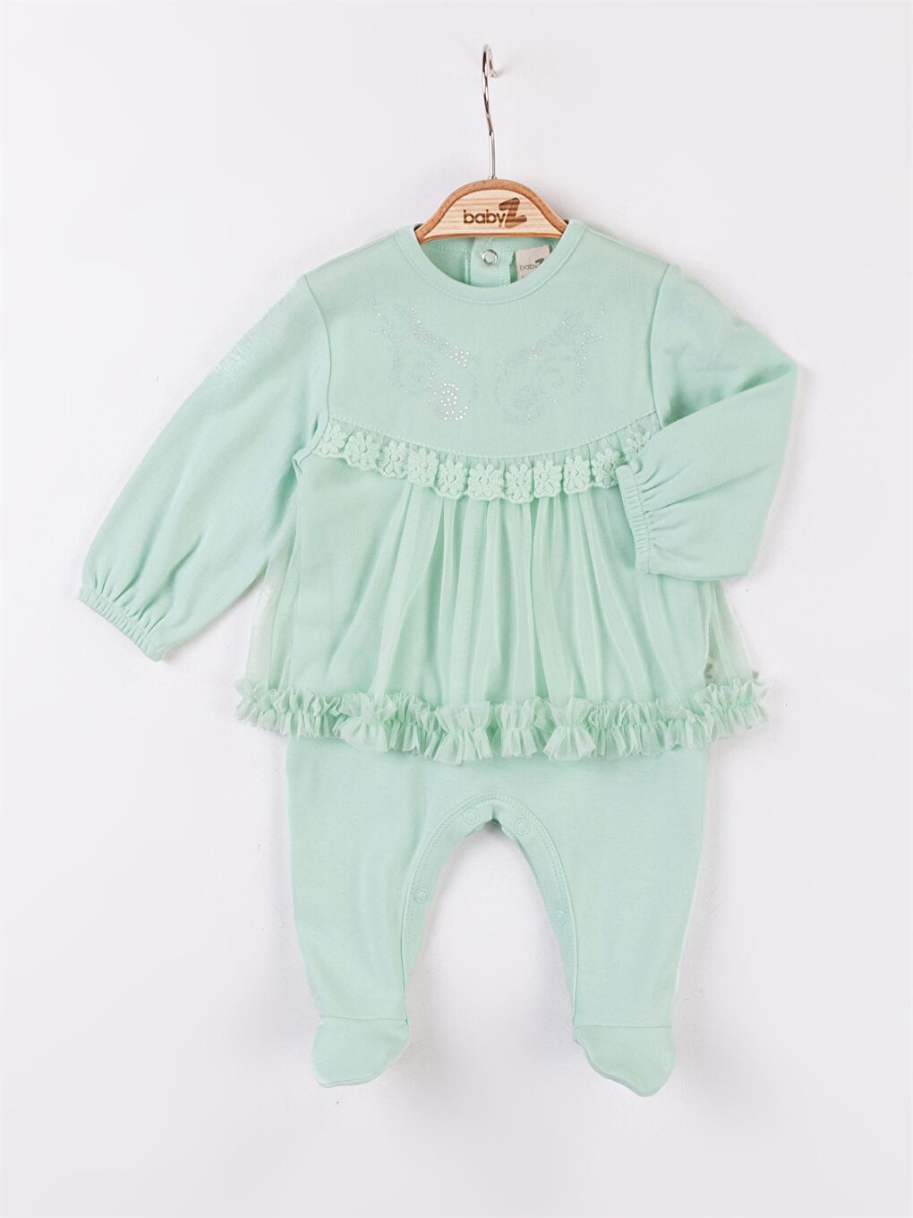 Yeşil Bisiklet Yaka Kız Bebek Tulum