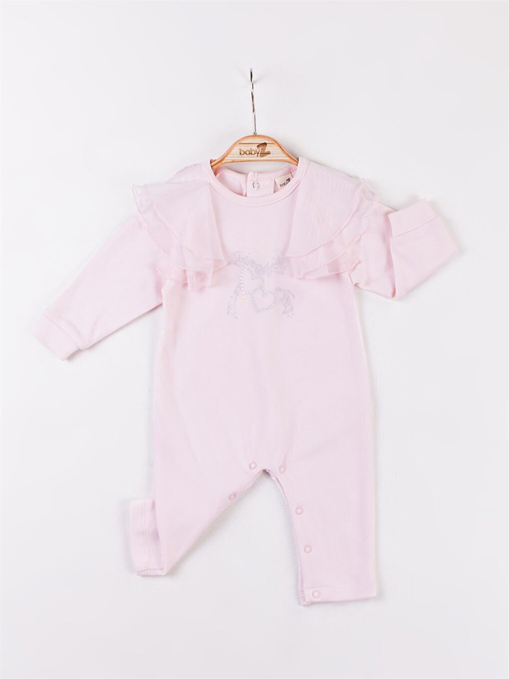 Pembe Bisiklet Yaka Kız Bebek Tulum