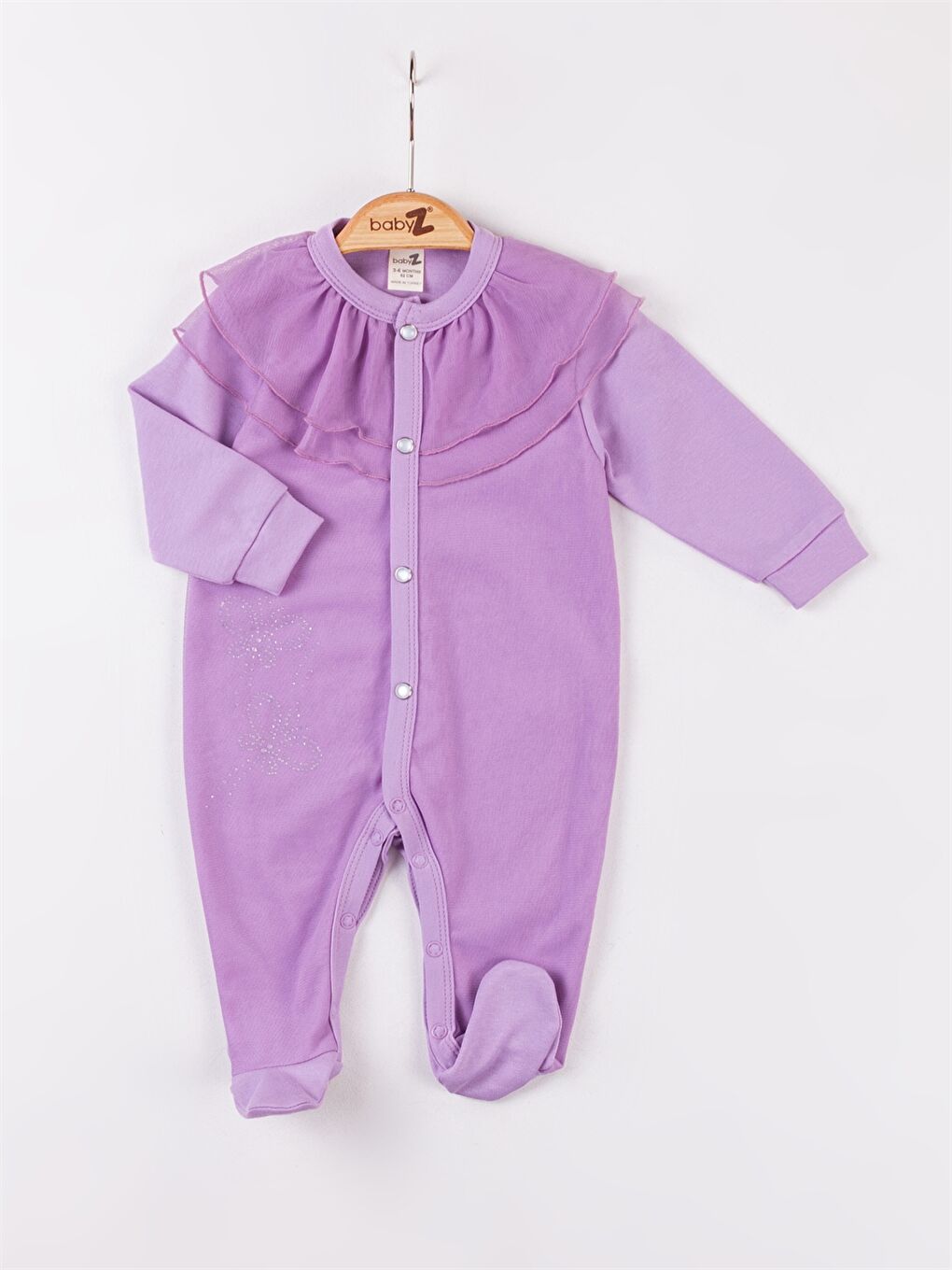 Lila Bisiklet Yaka Kız Bebek Tulum