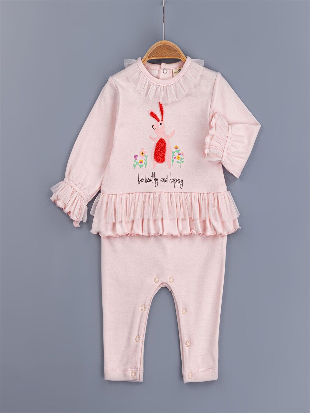 Pembe Bisiklet Yaka Kız Bebek Tulum