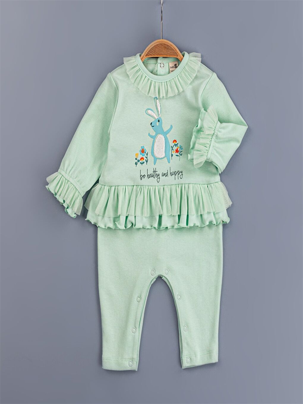 Yeşil Bisiklet Yaka Kız Bebek Tulum