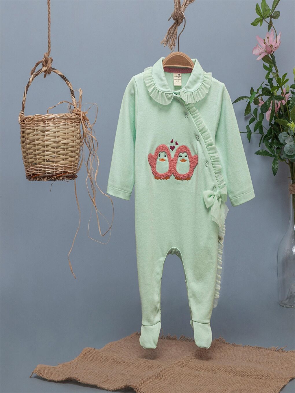 Babyzz Yeşil Bebe Yaka Kız Bebek Tulum