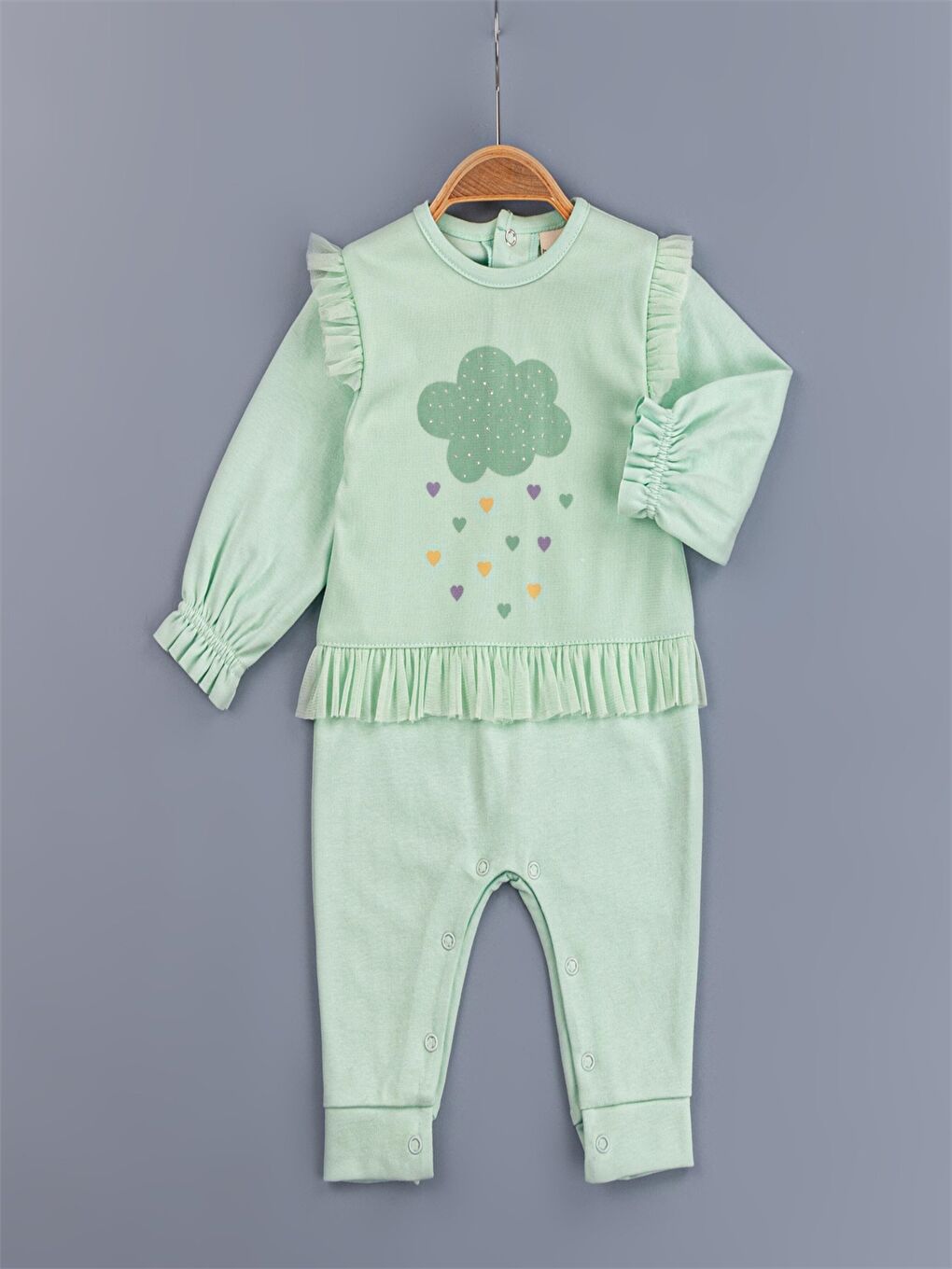 Yeşil Bisiklet Yaka Kız Bebek Tulum