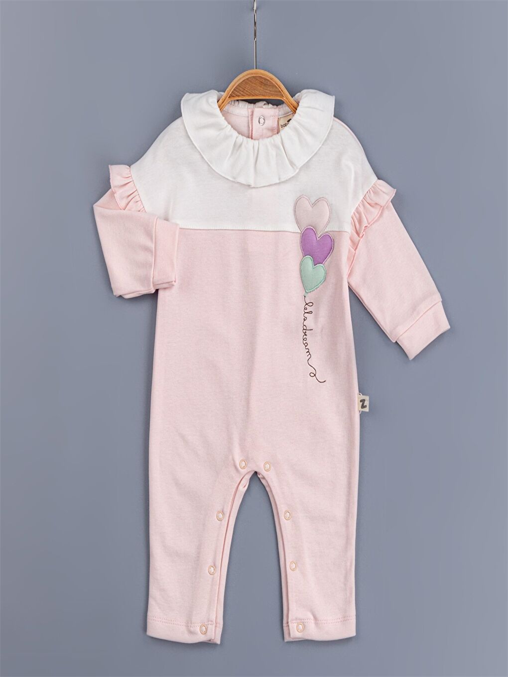 Pembe Bebe Yaka Kız Bebek Tulum