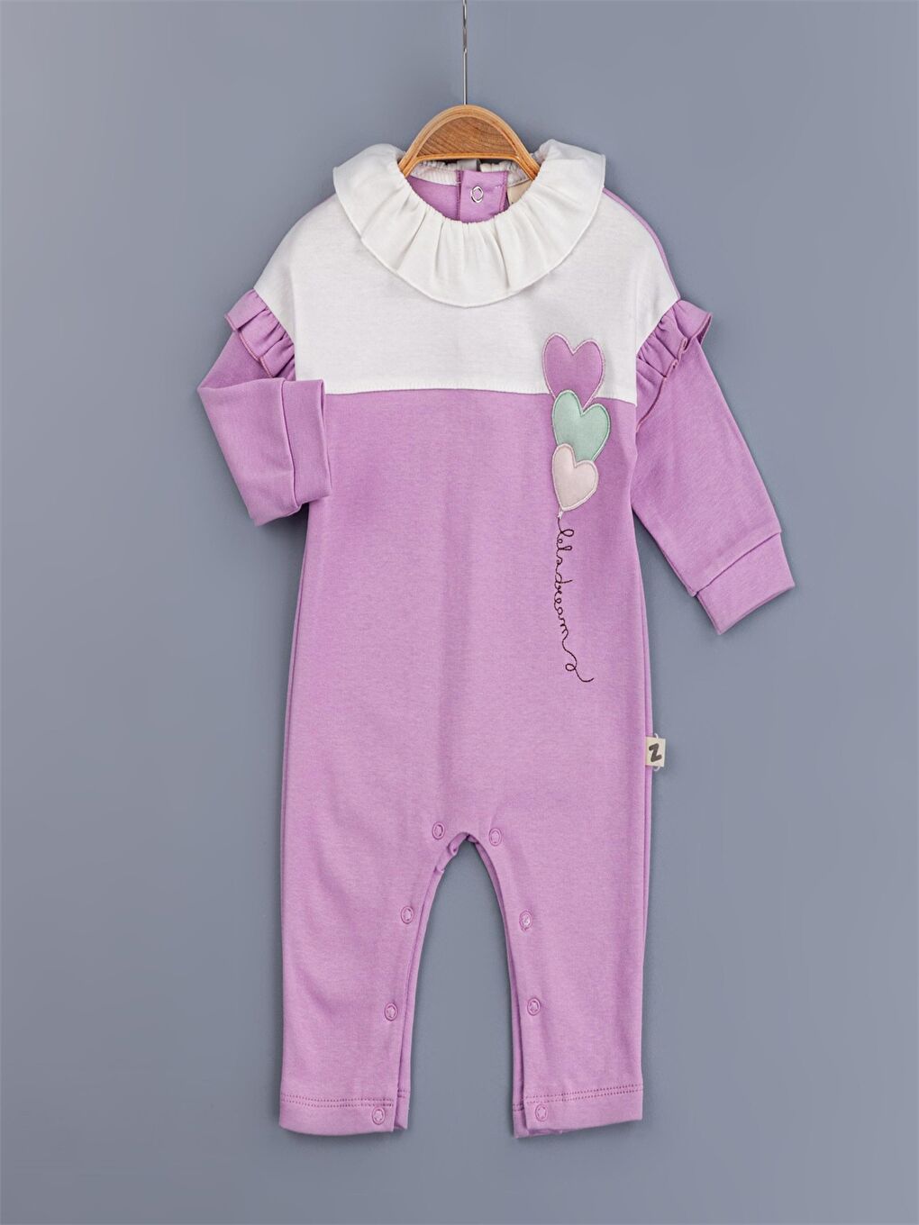 Lila Bebe Yaka Kız Bebek Tulum