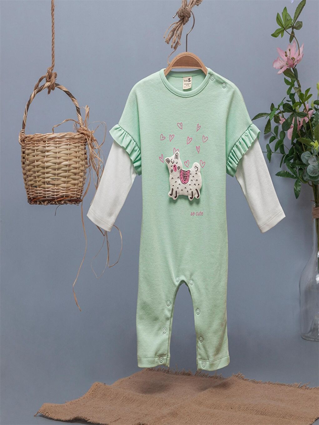 Yeşil Bisiklet Yaka Kız Bebek Tulum