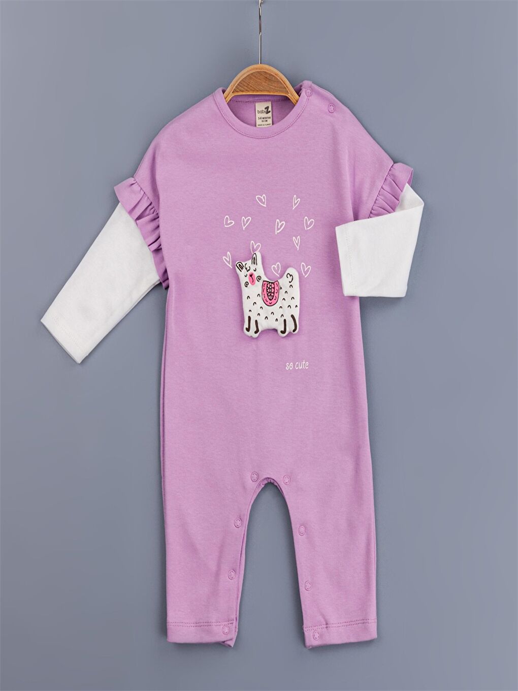 Lila Bisiklet Yaka Kız Bebek Tulum