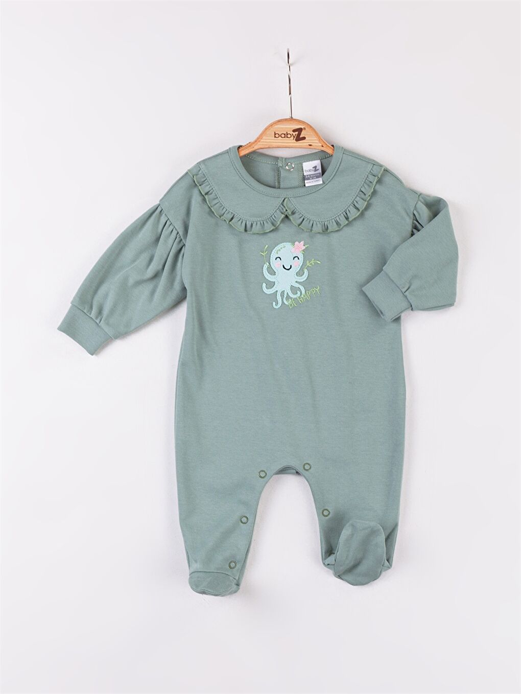 Babyzz Yeşil Bebe Yaka Kız Bebek Tulum