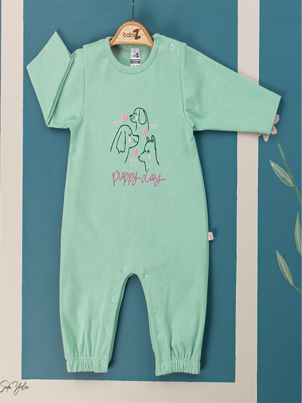 Babyzz Yeşil Bisiklet Yaka Kız Bebek Tulum
