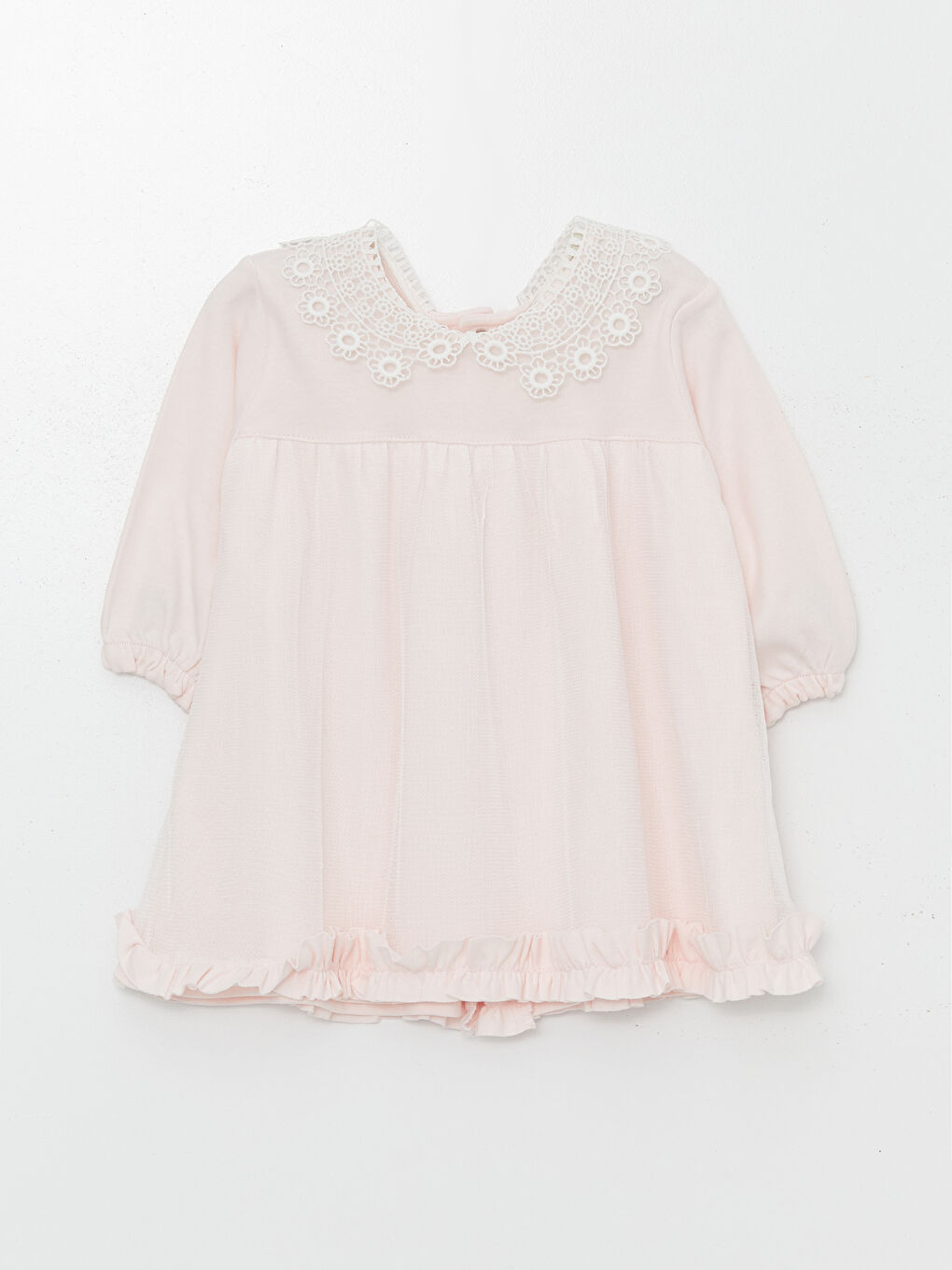 Pembe Bisiklet Yaka Kız Bebek Elbise