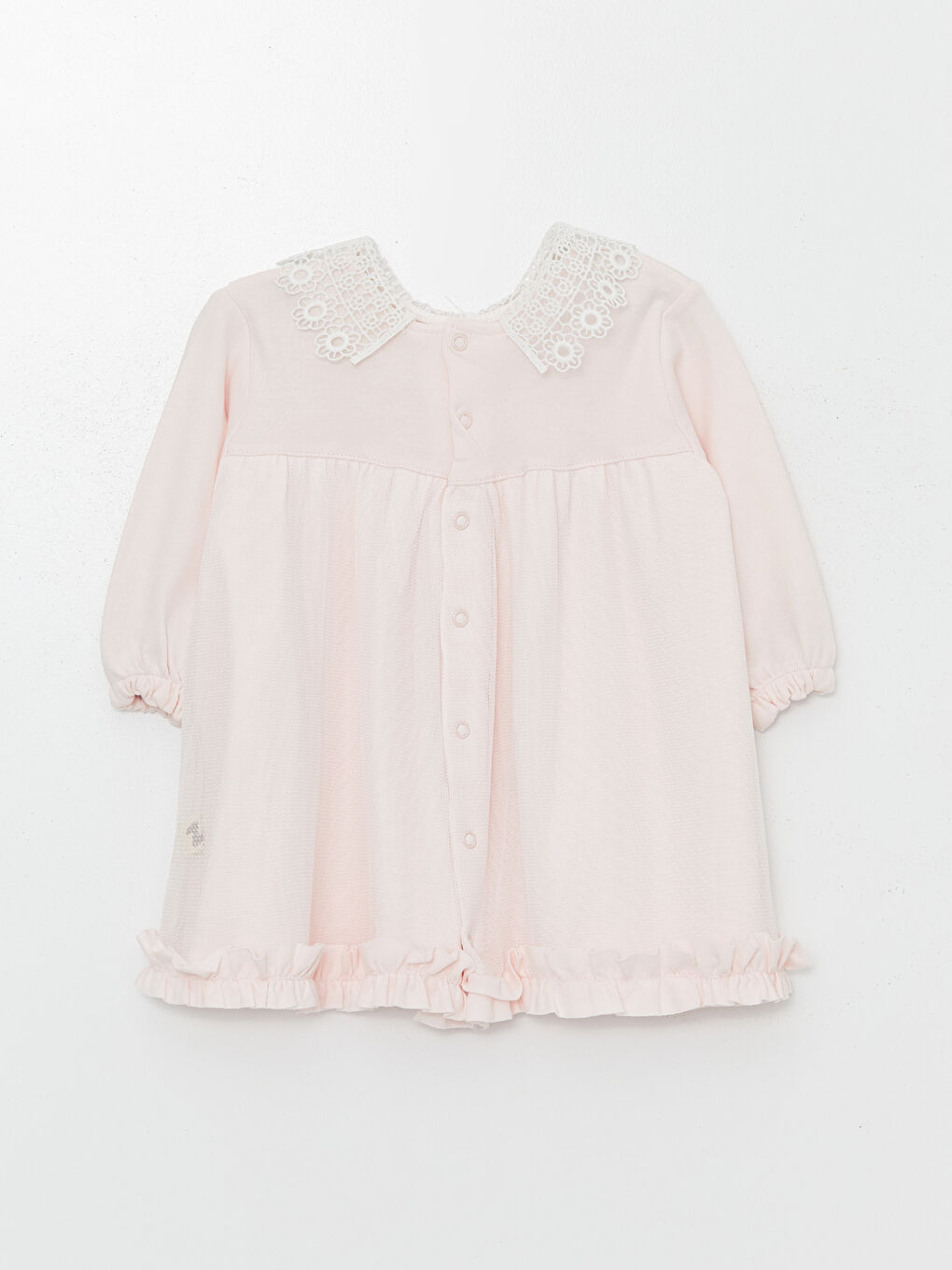 Pembe Bisiklet Yaka Kız Bebek Elbise-1