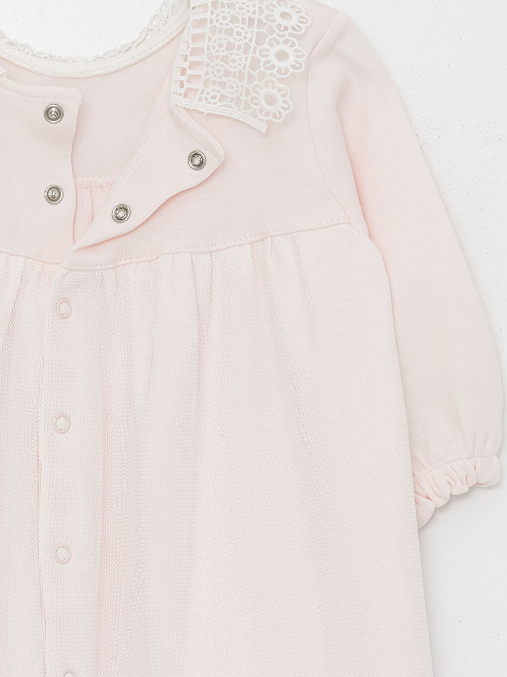 Pembe Bisiklet Yaka Kız Bebek Elbise-2