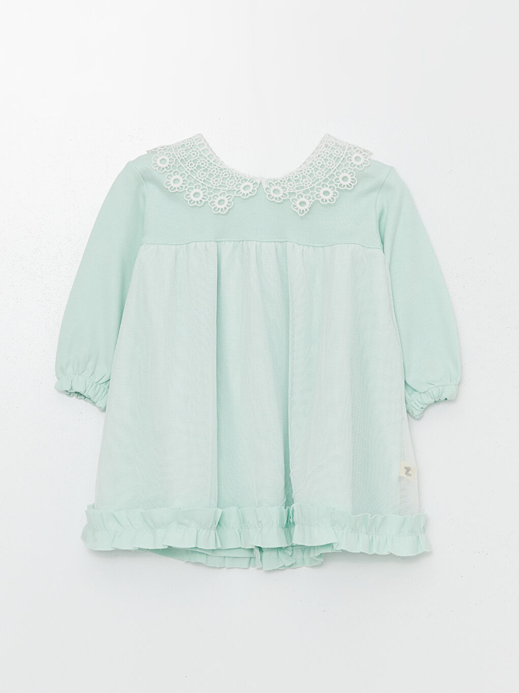 Yeşil Bisiklet Yaka Kız Bebek Elbise