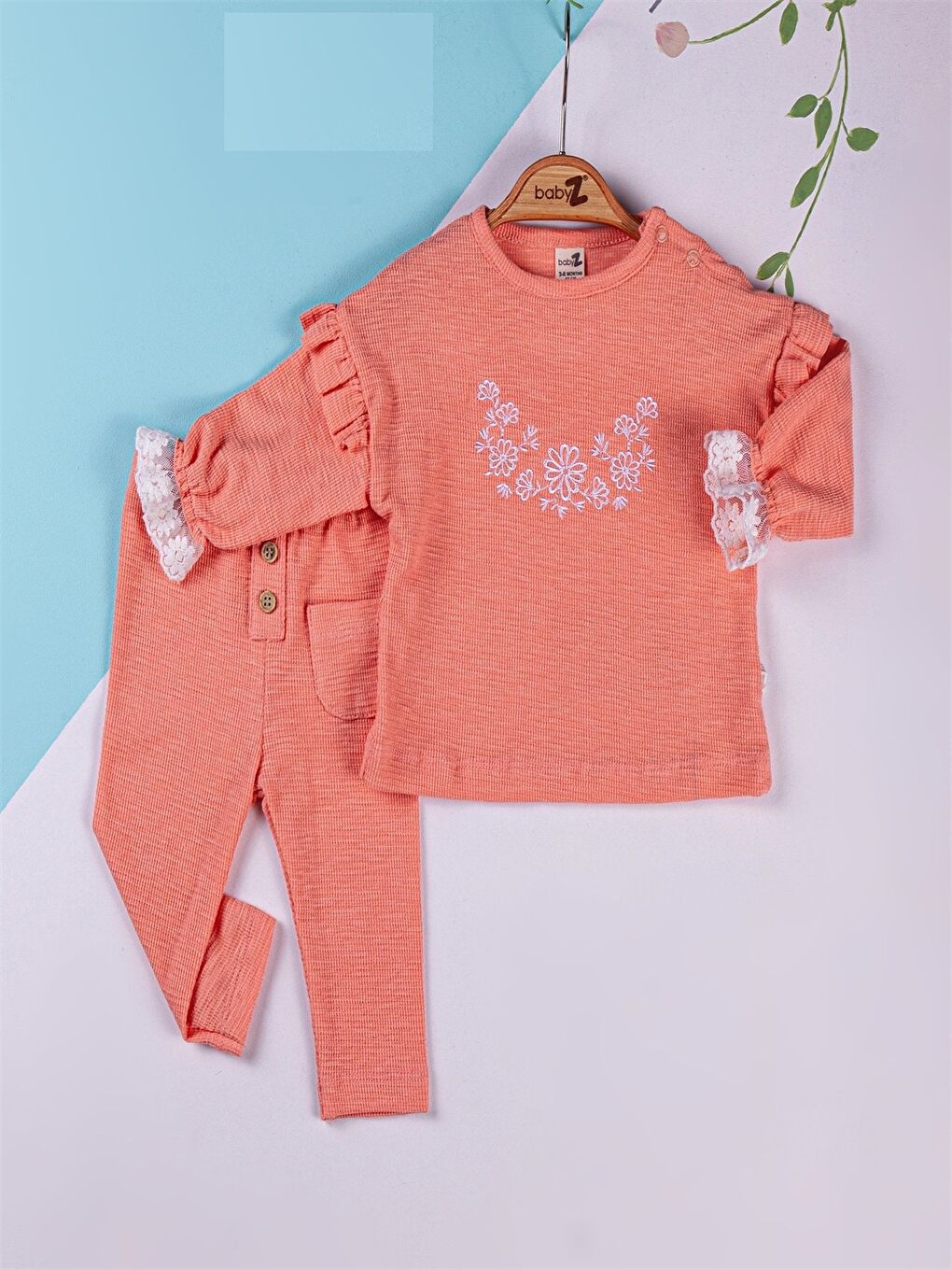 Kırmızı Bisiklet Yaka Kız Bebek Takım