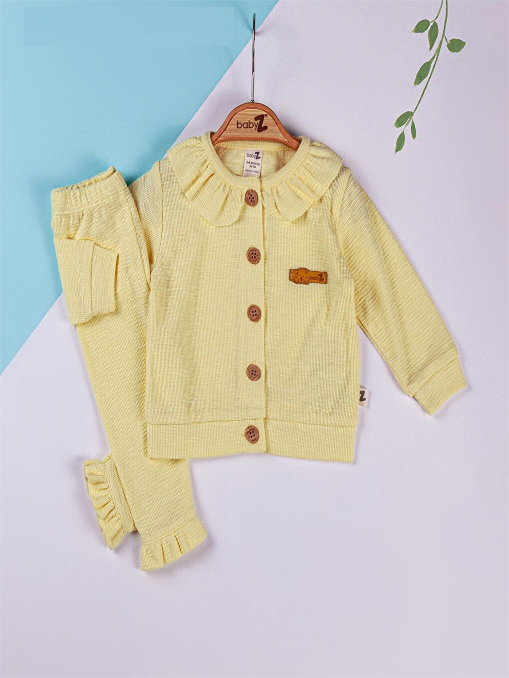 Sarı Bebe Yaka Kız Bebek Takım