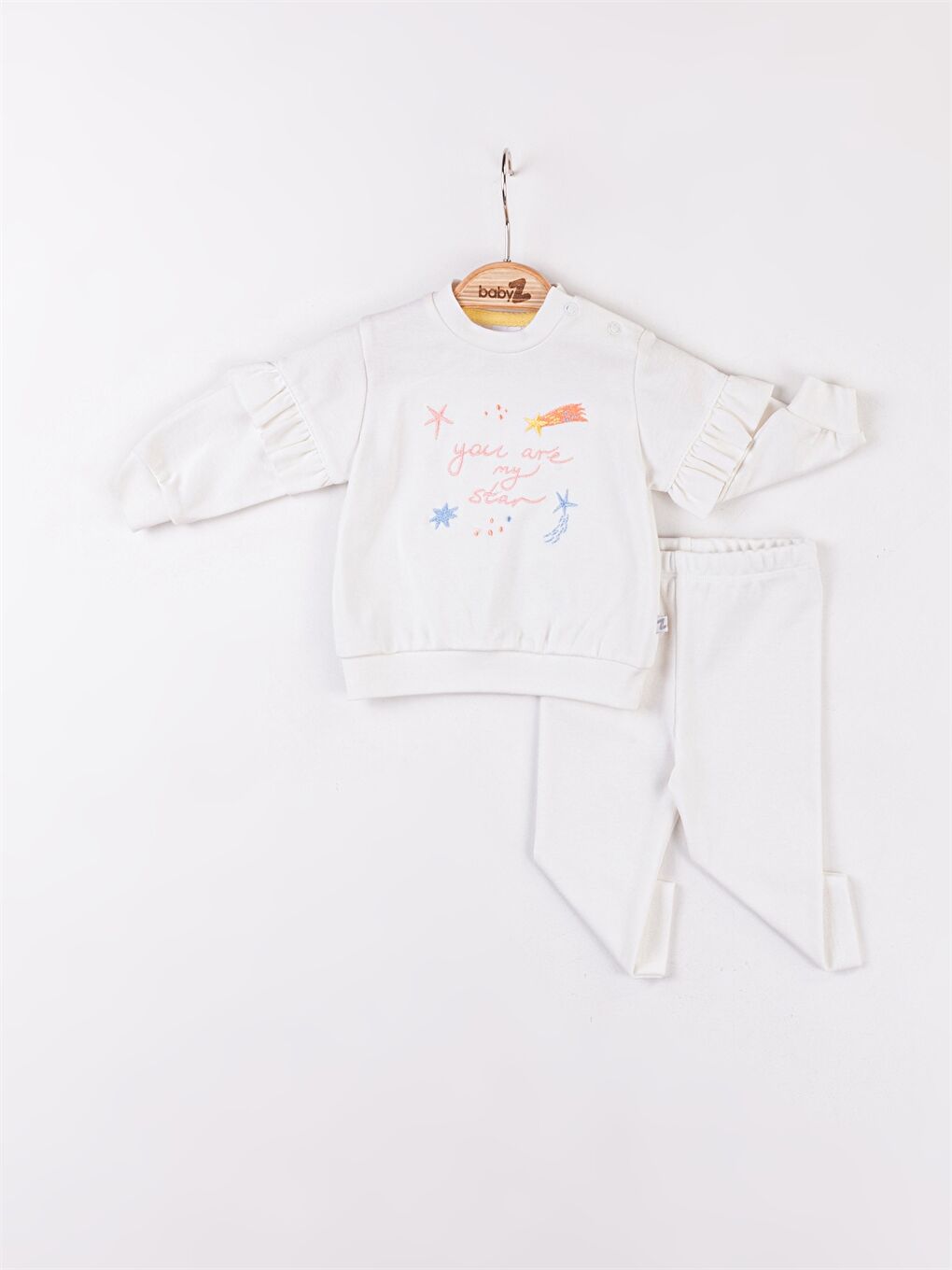 Ekru Bisiklet Yaka Kız Bebek Takım