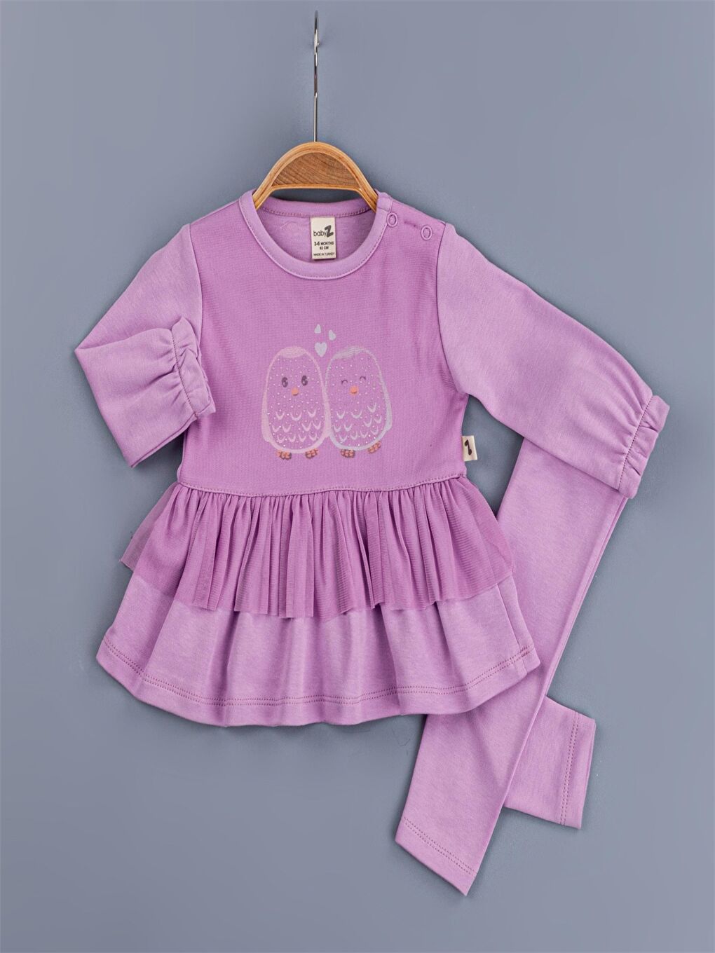 Lila Bisiklet Yaka Kız Bebek Takım