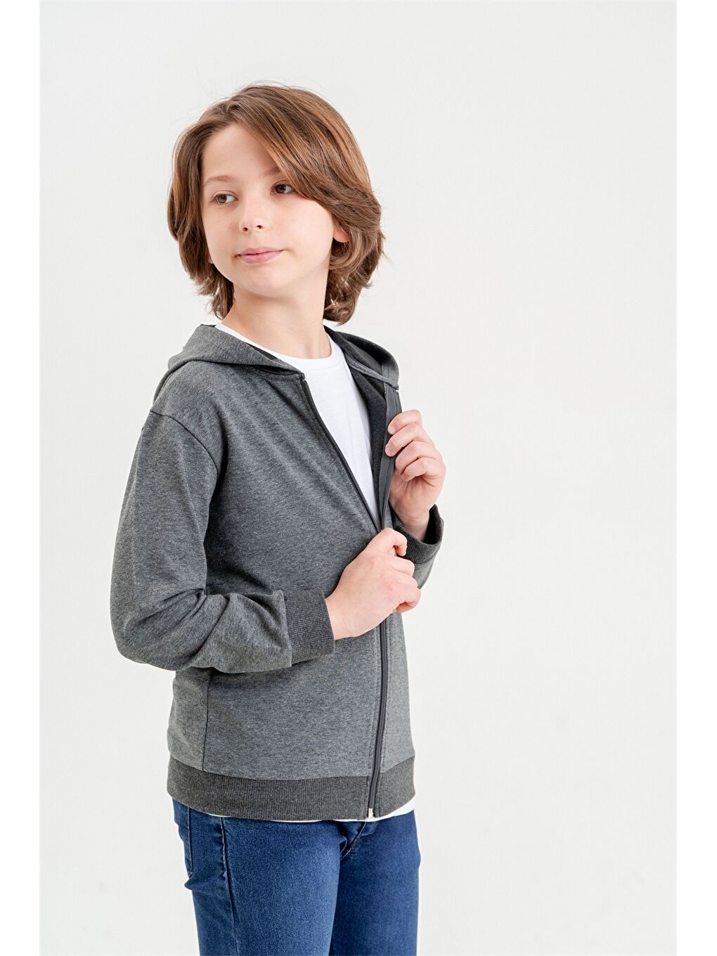 Mışıl Kids Antrasit Fermuarlı Erkek Çocuk Sweatshirt - 1