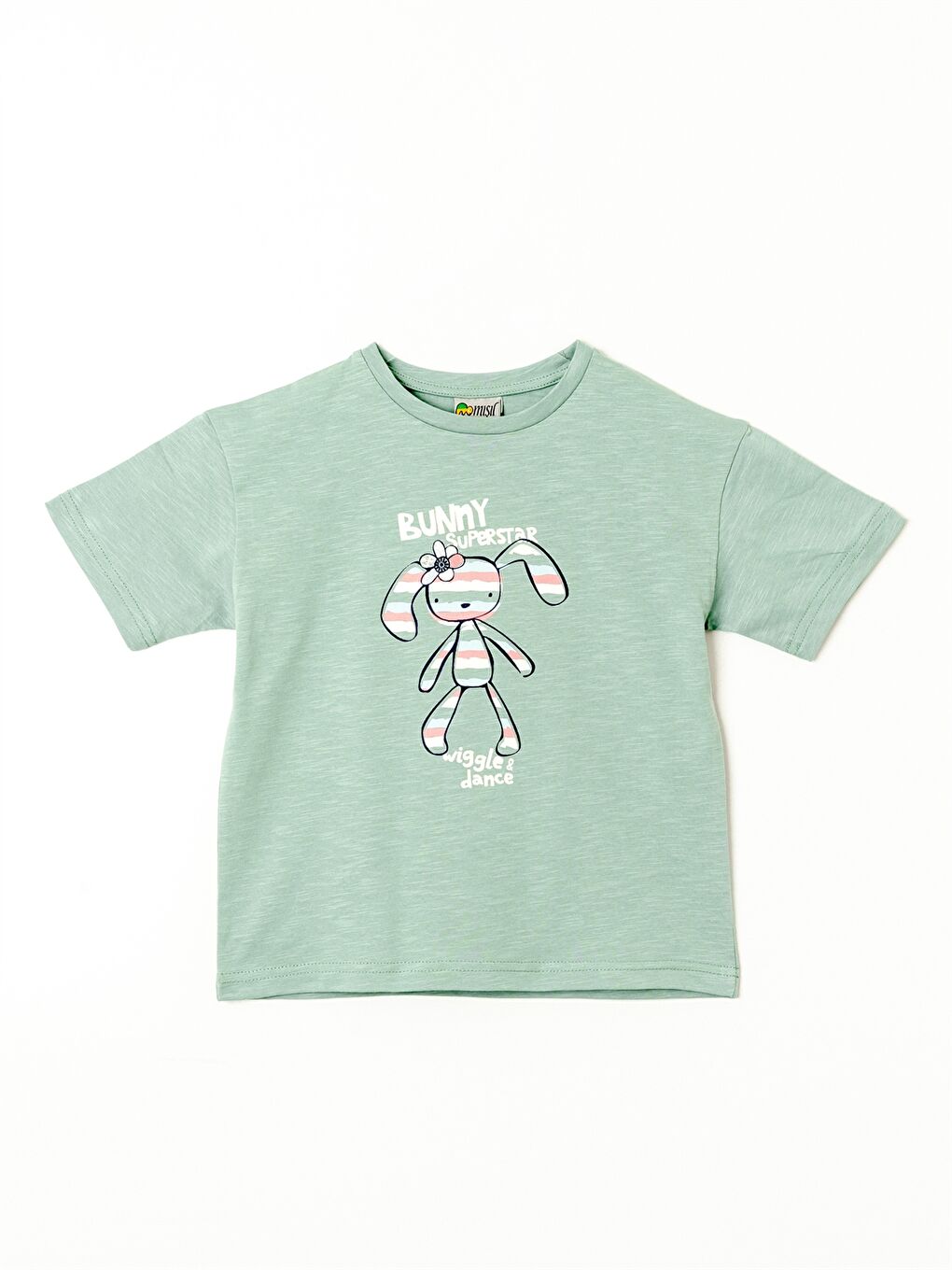 Yeşil Bisiklet Yaka Baskılı Kız Bebek Tişört