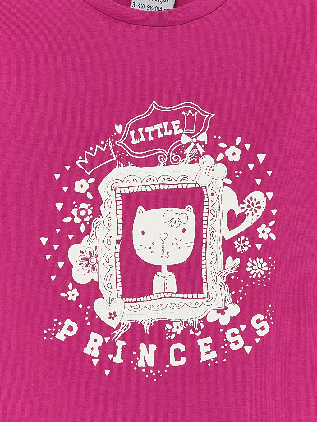Fuşya Bisiklet Yaka Baskılı Kız Bebek Tişört-2