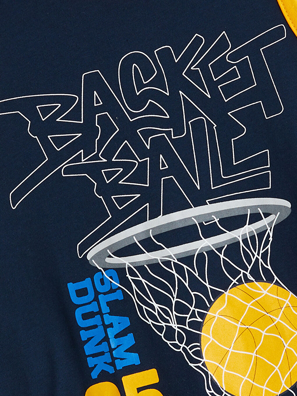 Lacivert Bisiklet Yaka Baskılı Erkek Çocuk Pijama Üst-1