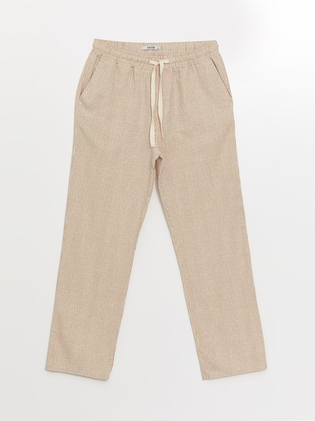 Bej Rahat Kalıp Keten Karışımlı Erkek Pantolon-5