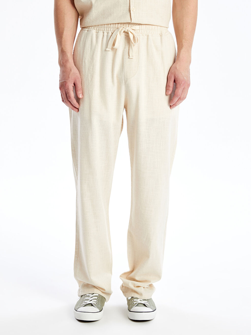 Bej Standart Kalıp Gabardin Erkek Pantolon-1