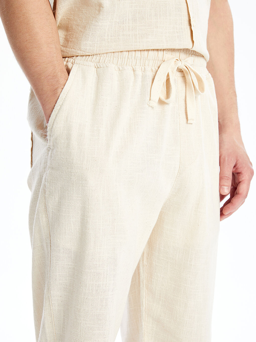 Bej Standart Kalıp Gabardin Erkek Pantolon-2