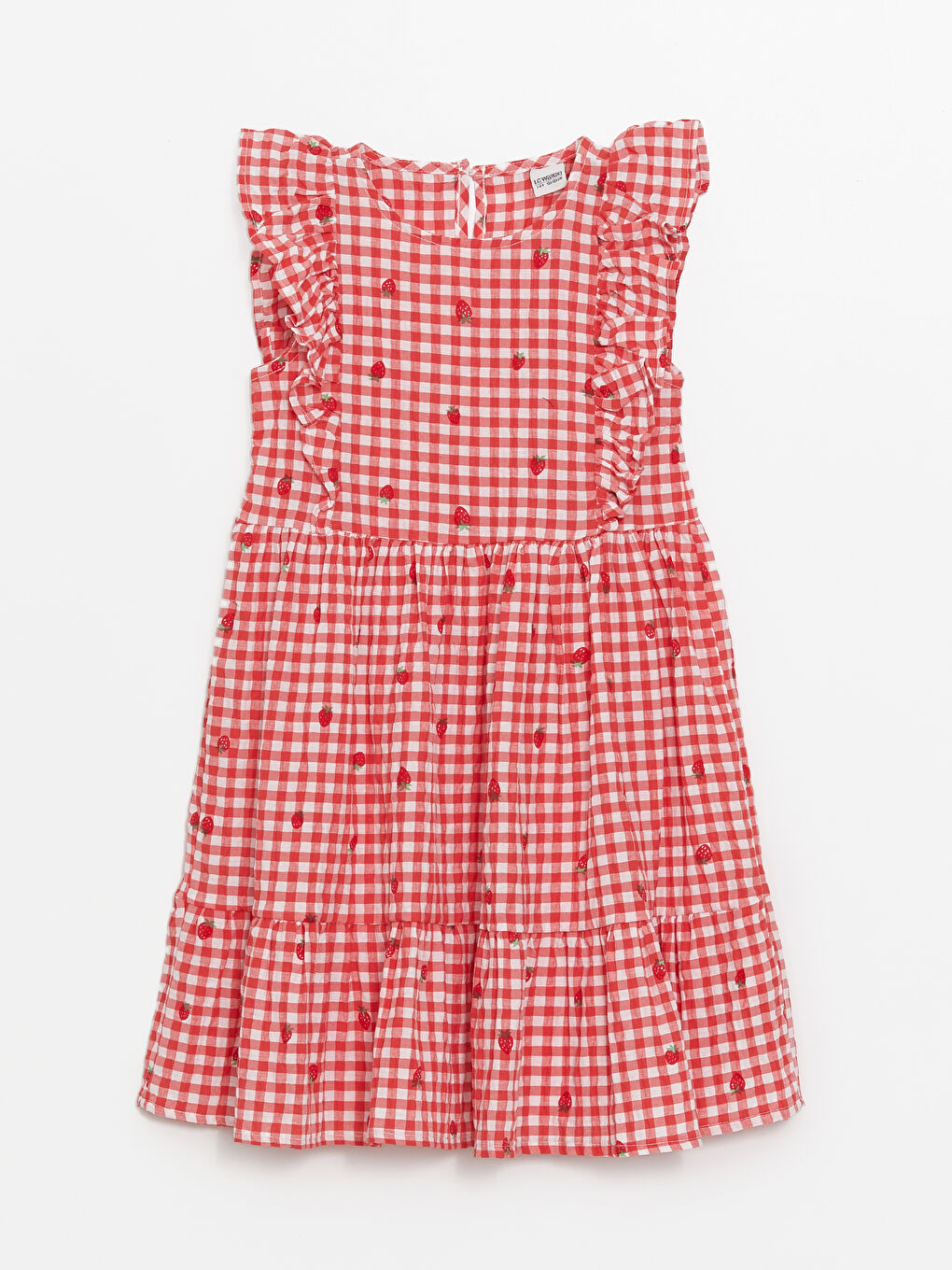 Kırmızı Bisiklet Yaka Ekose Kız Çocuk Elbise