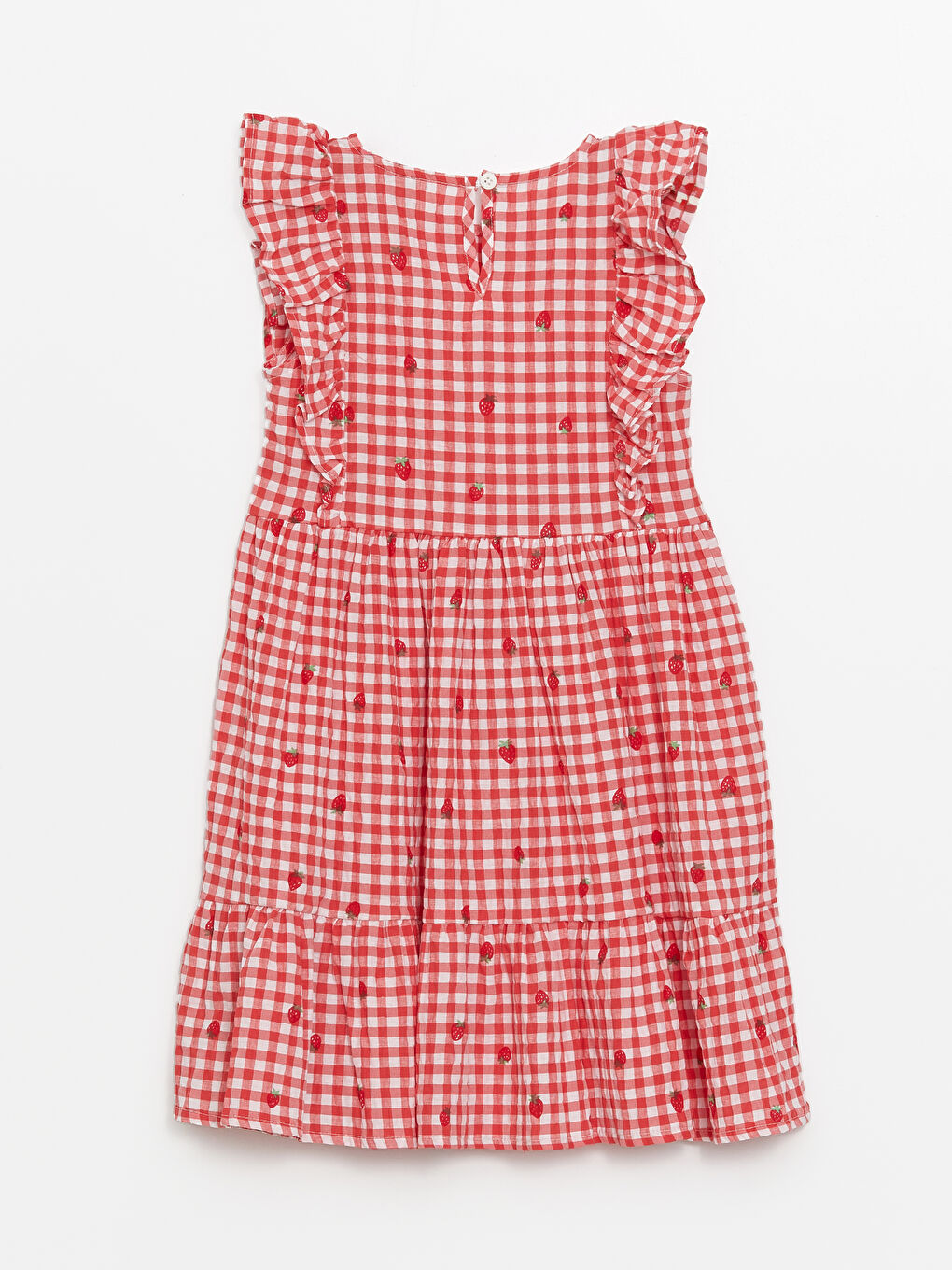 Kırmızı Bisiklet Yaka Ekose Kız Çocuk Elbise-1