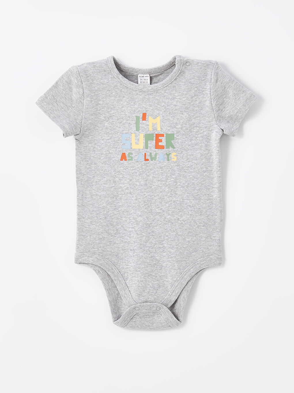 Beyaz Bisiklet Yaka Kısa Kollu Baskılı Erkek Bebek Çıtçıtlı Bodysuit-1