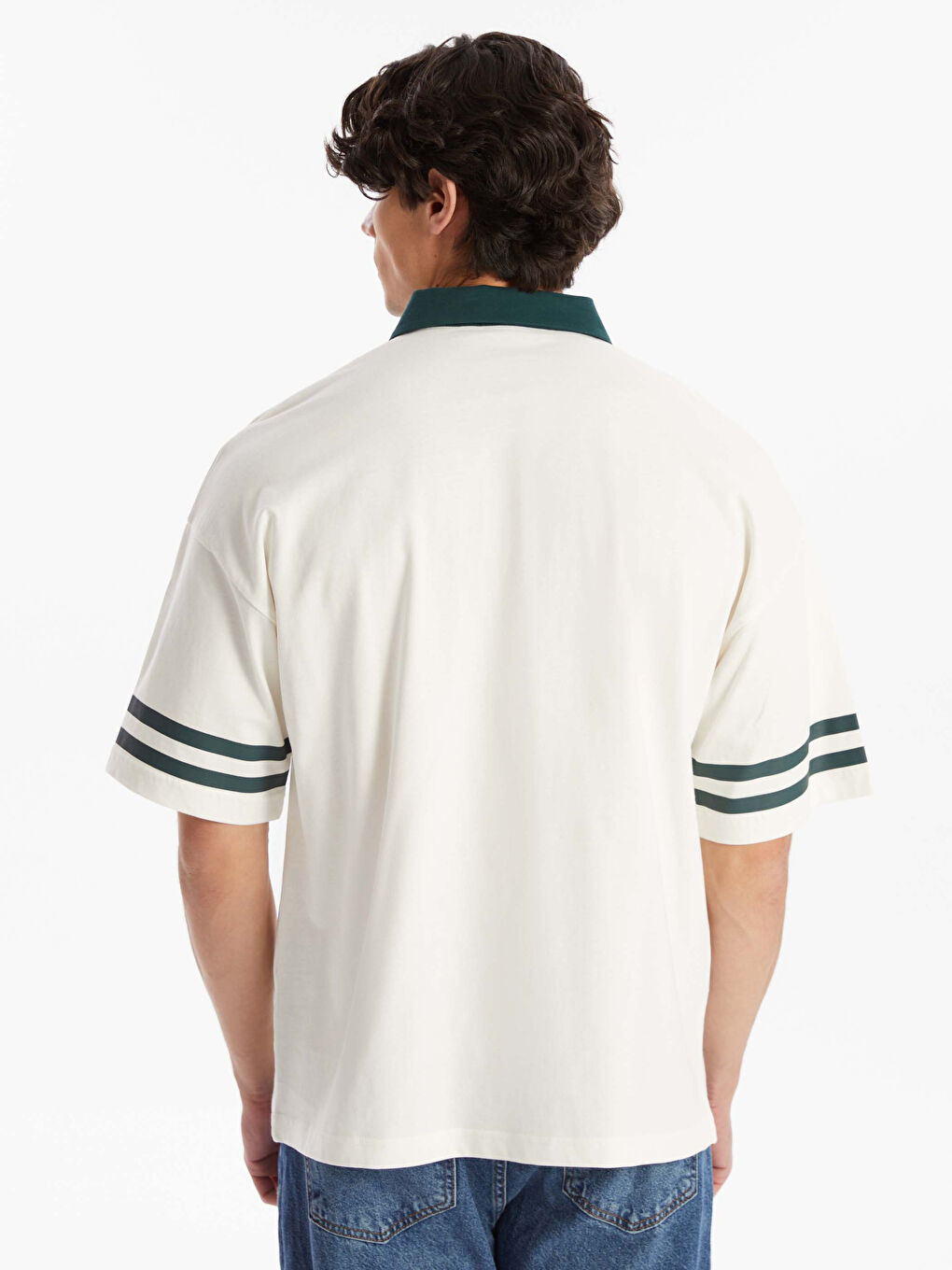 XSIDE Ekru Polo Yaka Kısa Kollu Baskılı Penye Erkek Tişört - 4