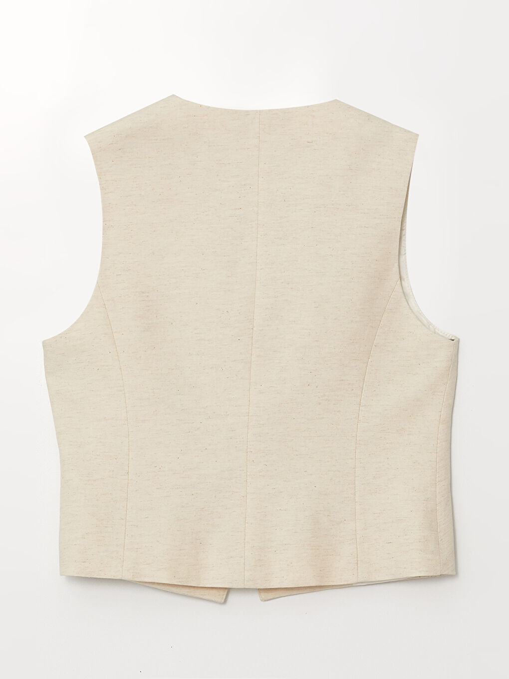 V-Neck Plain Linen Blend Women's Classic Vest-5