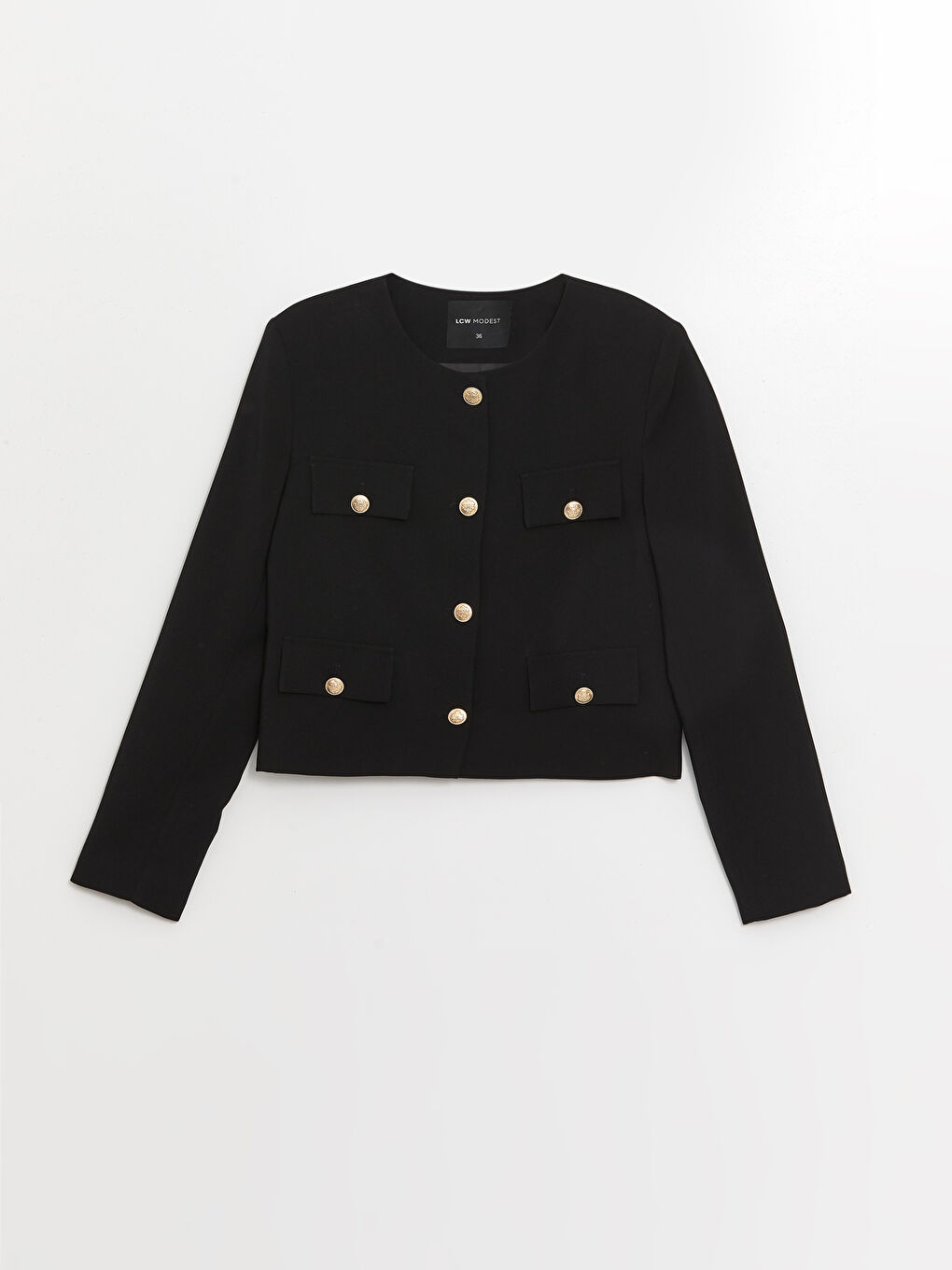 Crew Neck Straight Long Sleeve Women's Jacket -S4MM17Z8-CVL