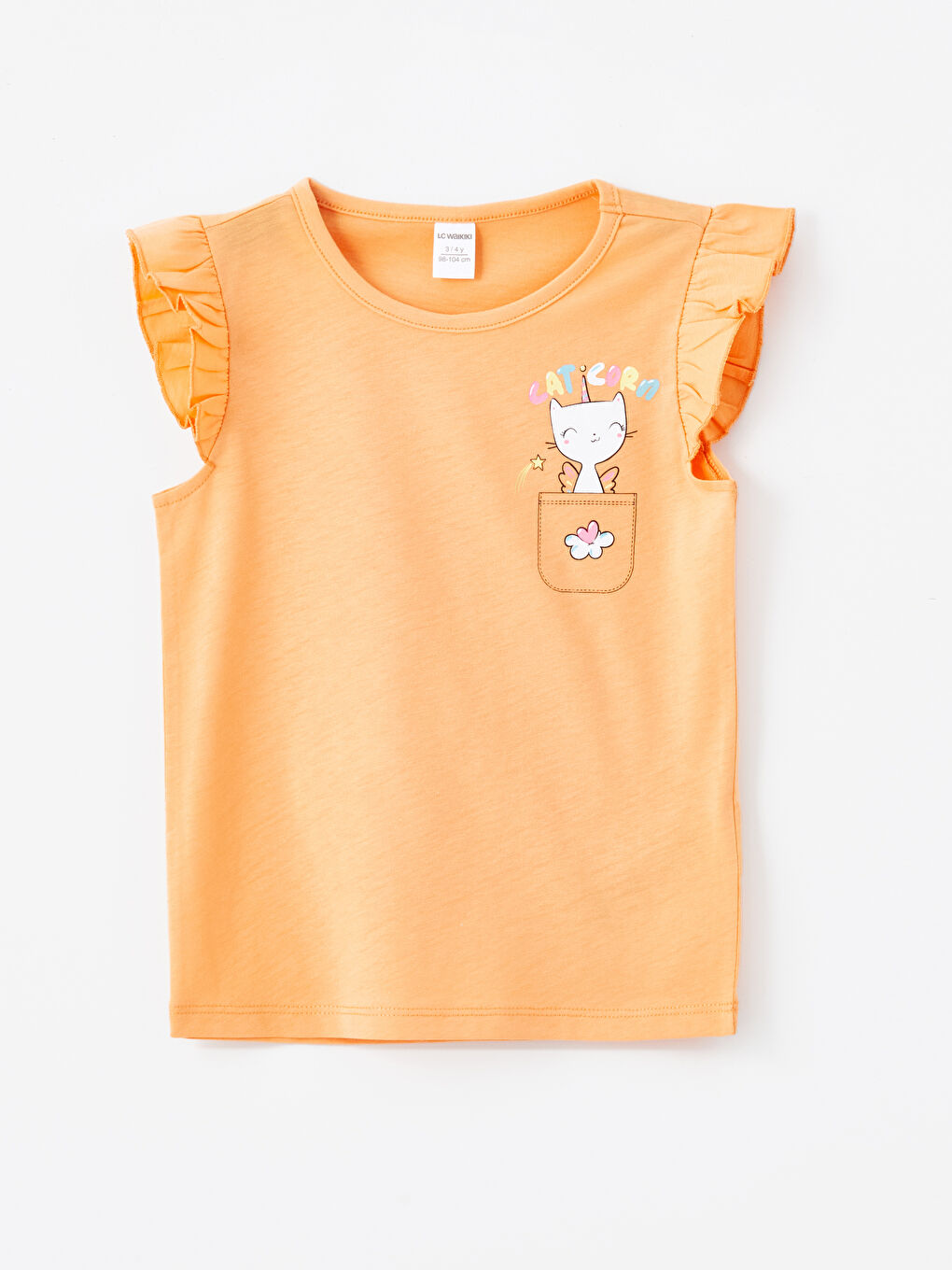 Turuncu Bisiklet Yaka Kısa Kollu Baskılı Kız Bebek Bluz