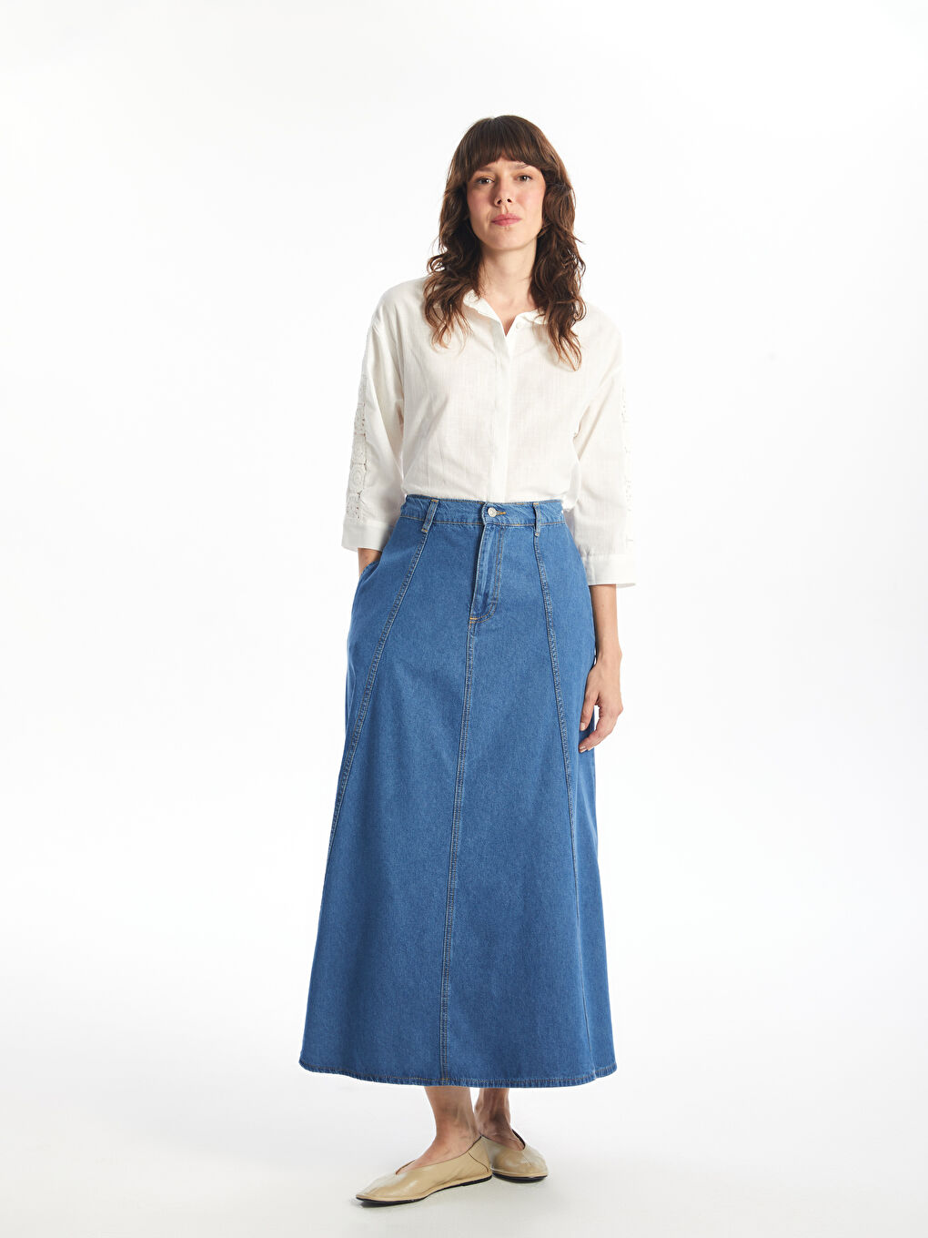 Elastic Waist A-Line Women's Jean Skirt -S4MM68Z8-563