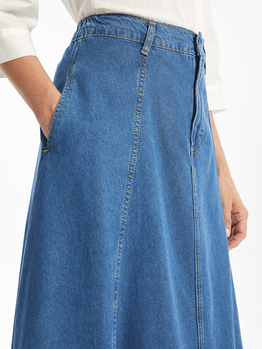 Elastic Waist A-Line Women's Jean Skirt -S4MM68Z8-563