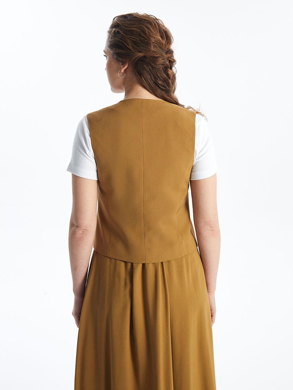 LCW Modest Women's V Neck Plain Classic Waistcoat -S4MM70Z8-VZ2