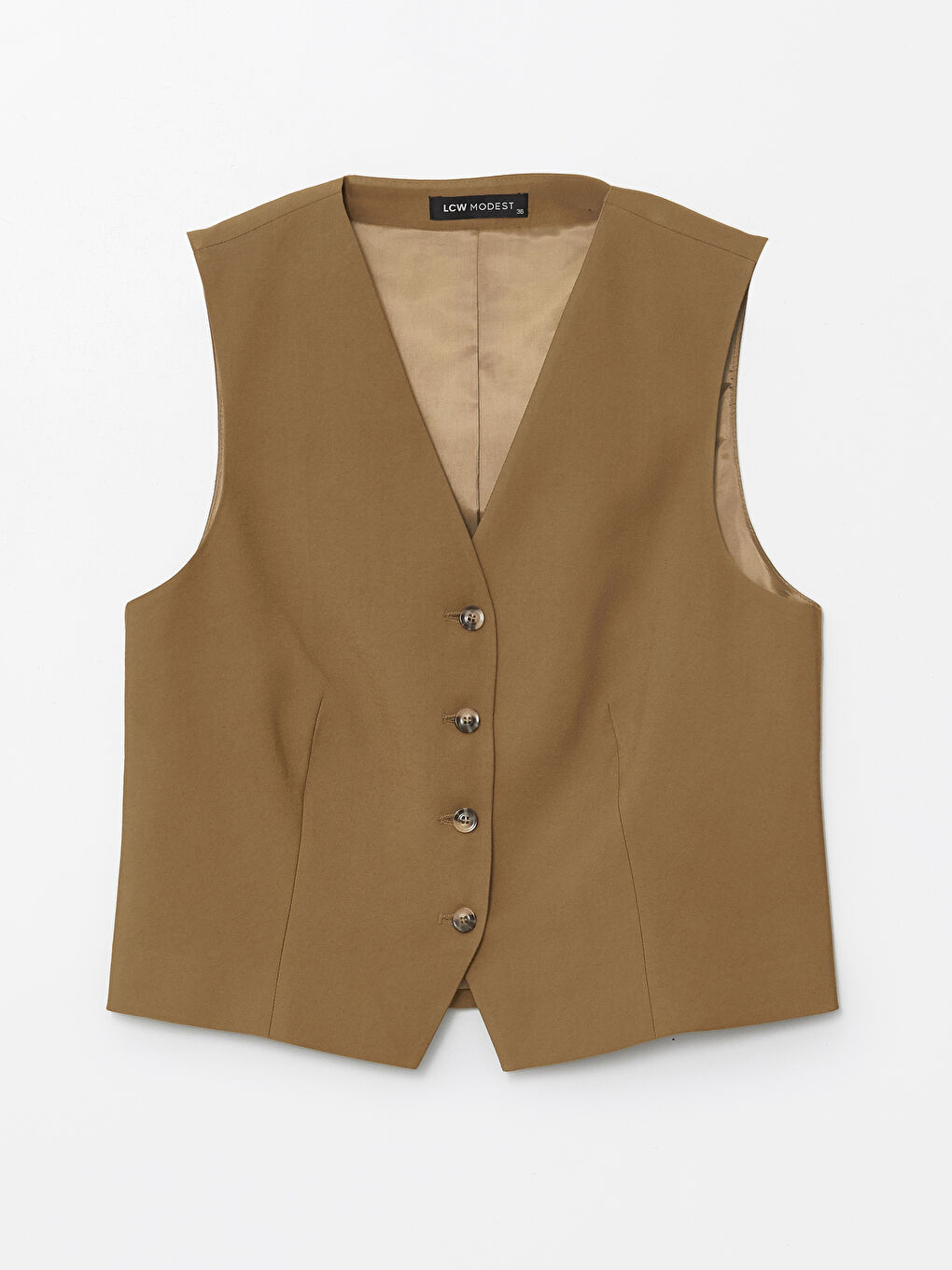 LCW Modest Women's V Neck Plain Classic Waistcoat -S4MM70Z8-VZ2