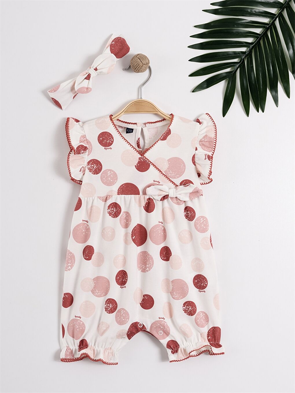 Bordo Saç Bantlı Kız Bebek Tulum