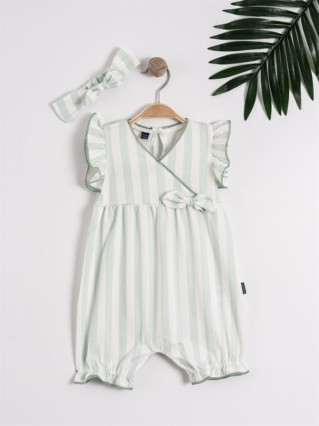 Yeşil Saç Bantlı Kız Bebek Tulum