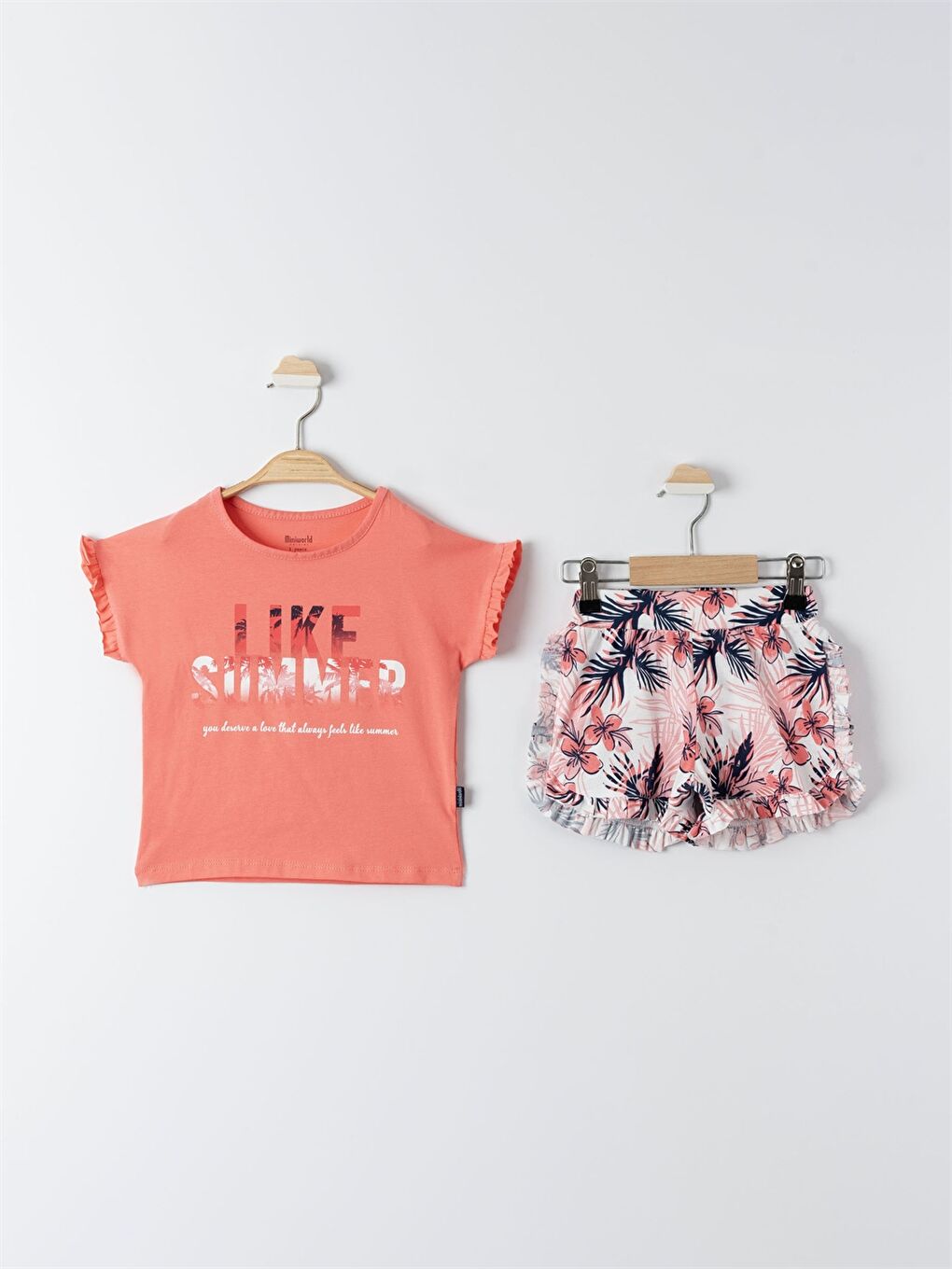 Mercan Baskılı Tişört ve Şort Kız Bebek Takım